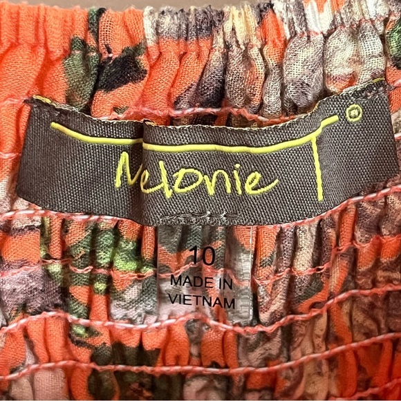 Melonie Women's Size 10 Floral Maxi Dress V-Neck Papaya Cream Sleeveless - Picture 14 of 14